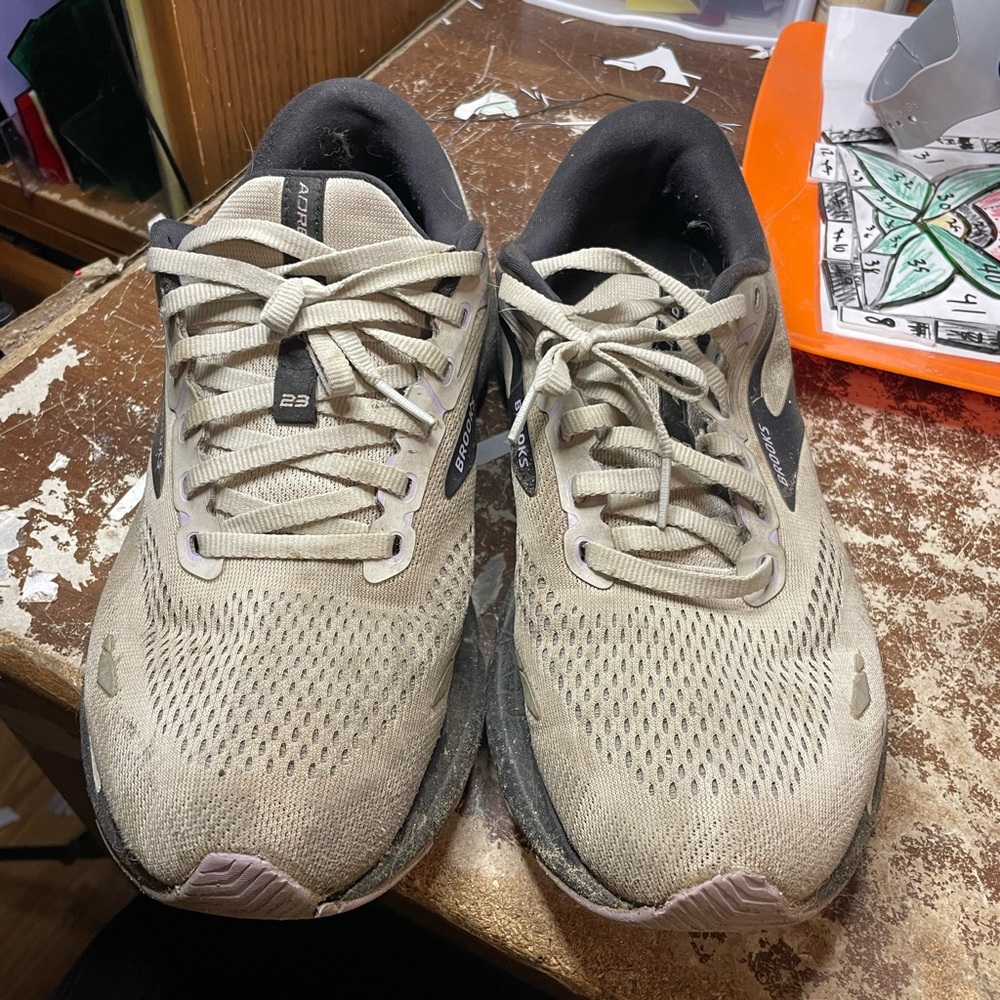 Used brooks sneakers - women’s size 11- well worn - gray and black-